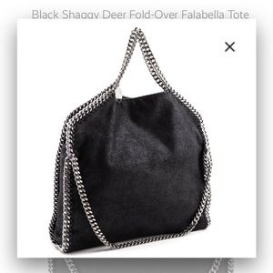 Stella McCarthney Black shaggy deer fold over falabella tote